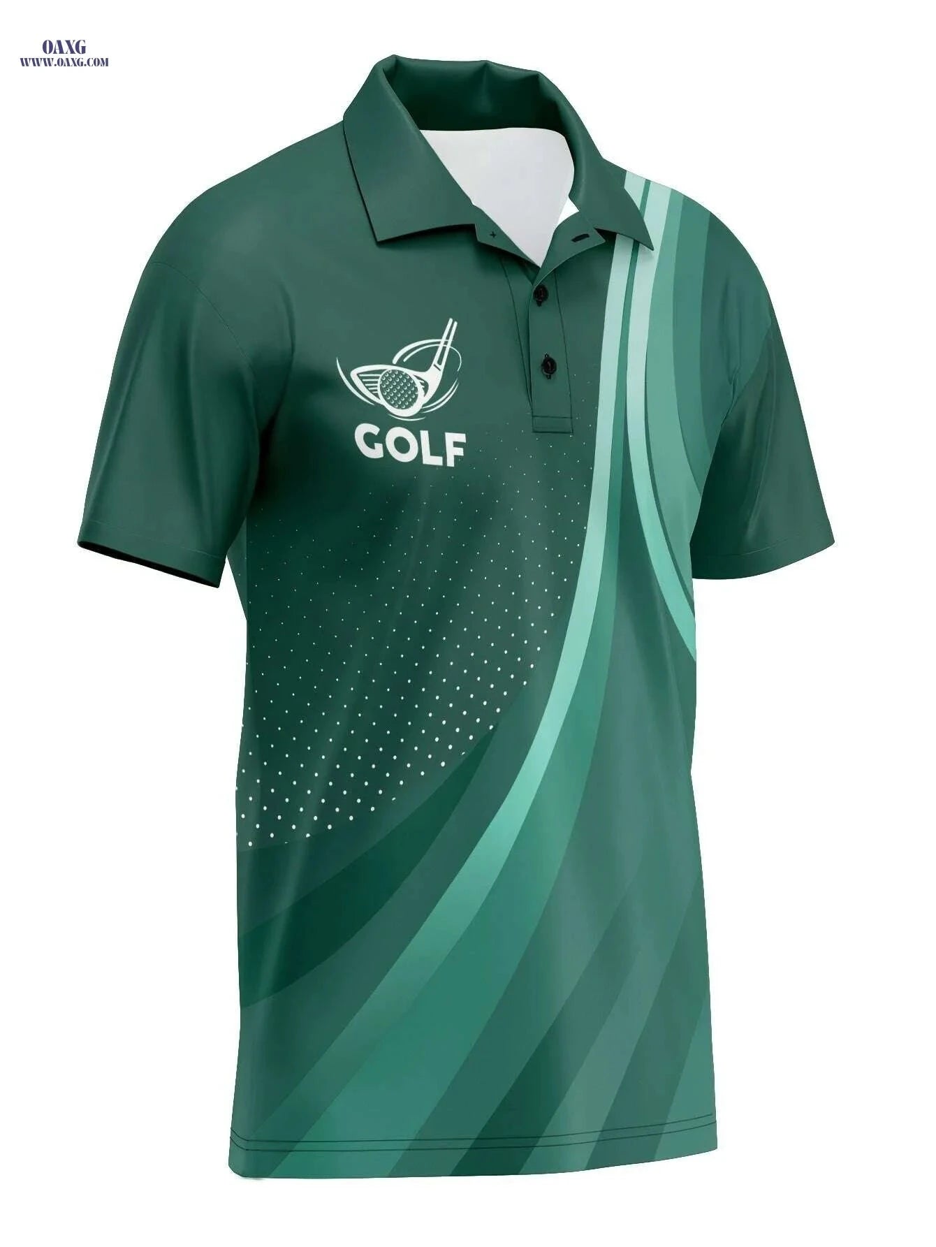 RED SPY Men's Summer Golf Polo Shirt - Geometric Pattern, Casual Fit   OAXG Emerald Green / M