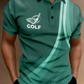 RED SPY Men's Summer Golf Polo Shirt - Geometric Pattern, Casual Fit   OAXG Emerald Green / M
