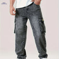 Relaxed Fit Cargo Jeans for Men - All-Season, Durable Cotton Blend   OAXG Dark Gray / S
