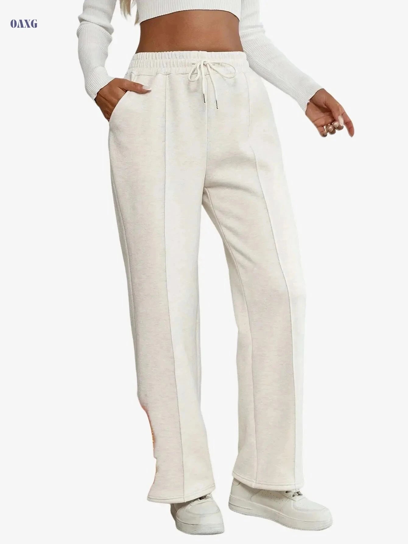 Relaxed Fit Straight-Leg Pants - Soft Stretch Fabric Joggers   OAXG Black / S