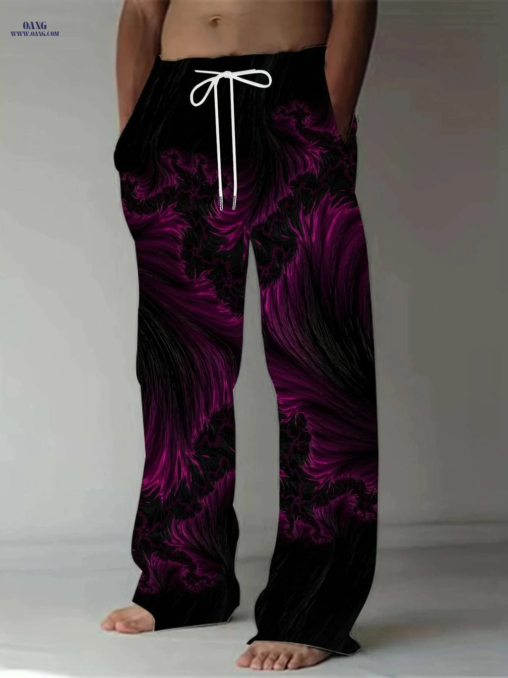 Retro Casual Pants for Men - Loose-Fit 3D Skull & Gear Design   OAXG Color Mixing 3 / M