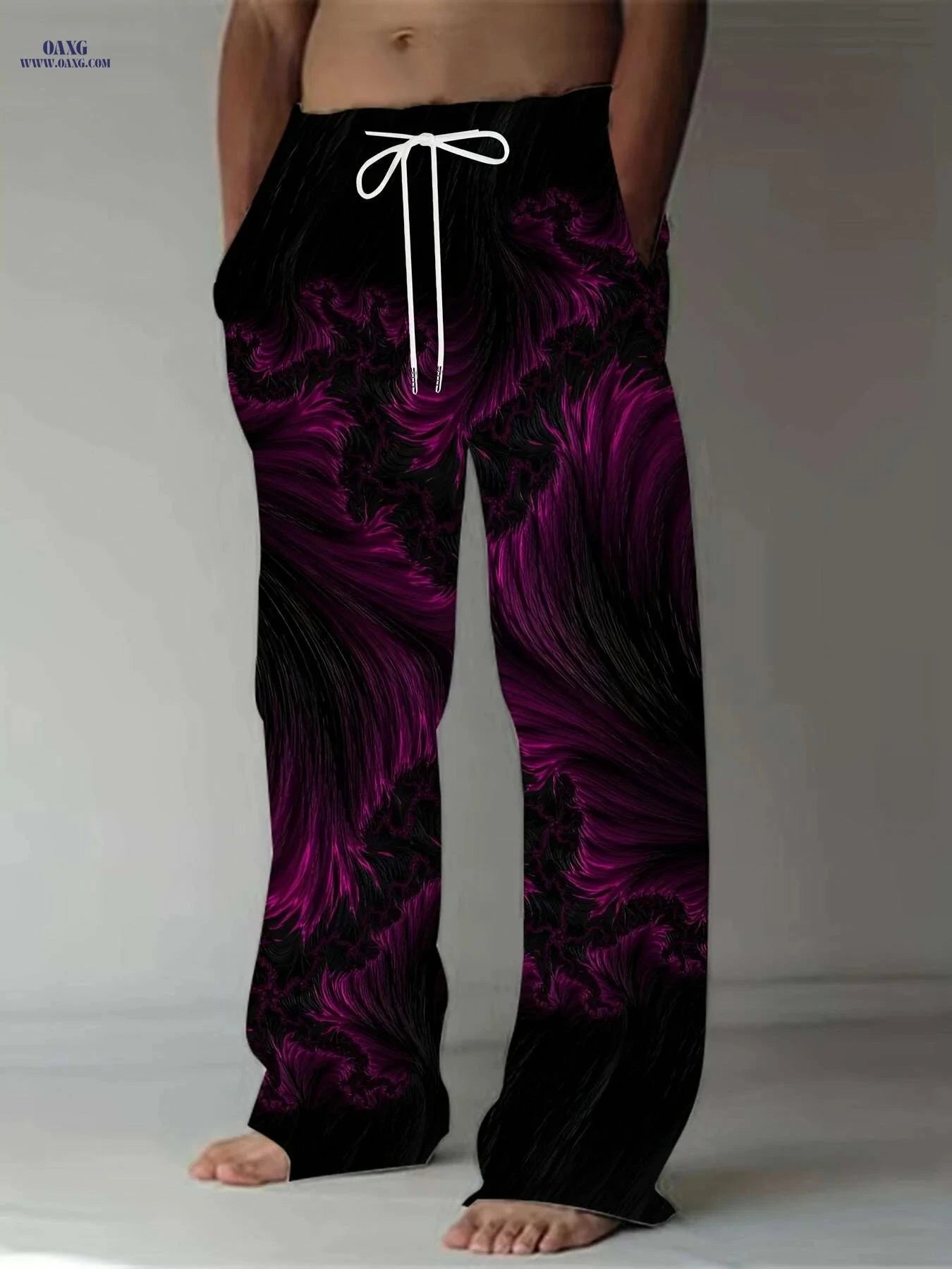 Retro Casual Pants for Men - Loose-Fit 3D Skull & Gear Design   OAXG Color Mixing 3 / M
