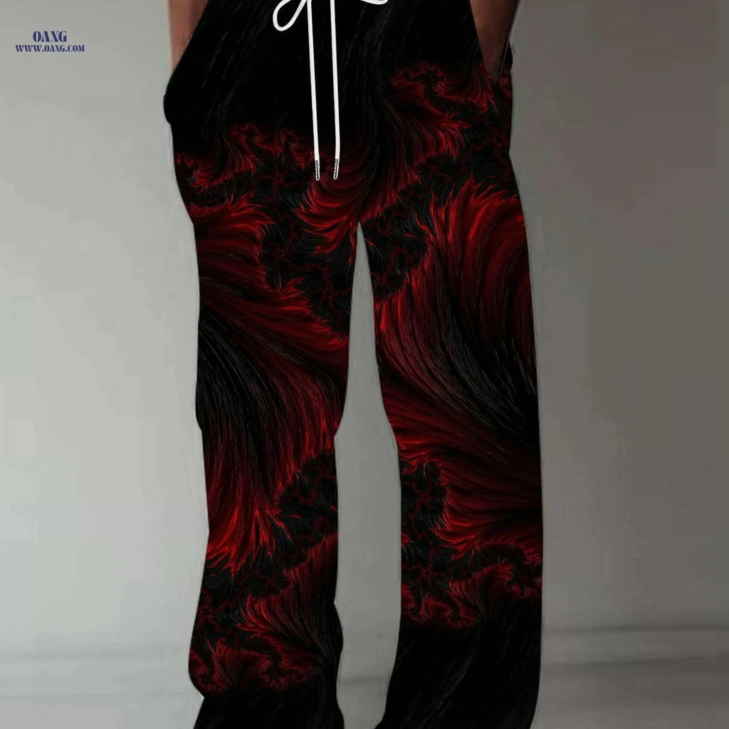 Retro Casual Pants for Men - Loose-Fit 3D Skull & Gear Design   OAXG Color Mixing 3 / M