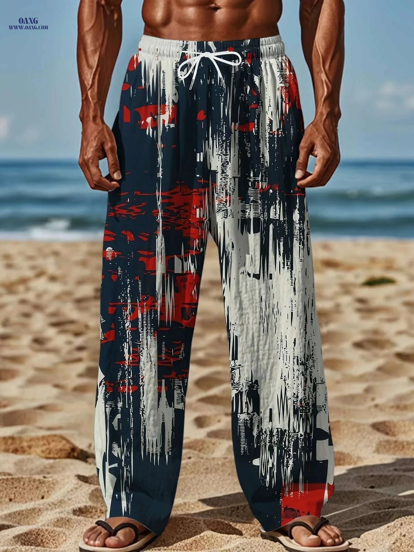 Retro Loose-Fit Pants - Men's Casual Drawstring for Summer Activities   OAXG Mixed Color / M