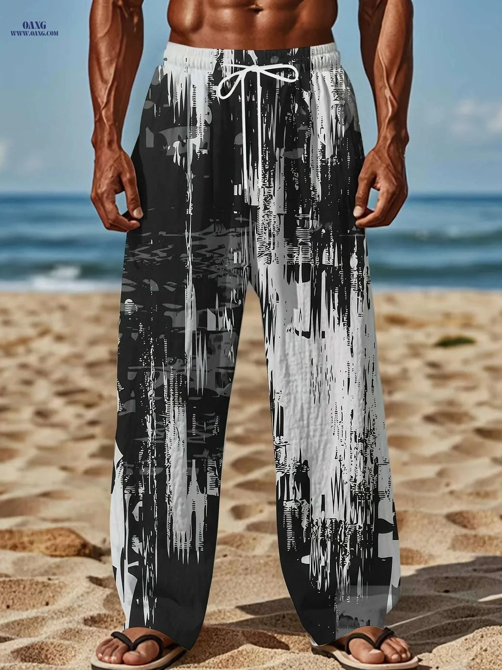 Retro Loose-Fit Pants - Men's Casual Drawstring for Summer Activities   OAXG Mixed Color / M