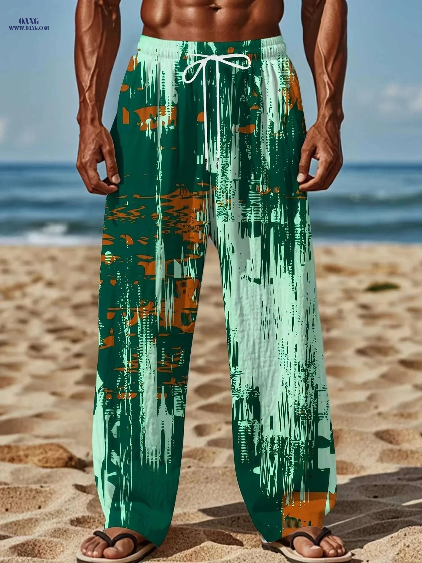 Retro Loose-Fit Pants - Men's Casual Drawstring for Summer Activities   OAXG Mixed Color / M