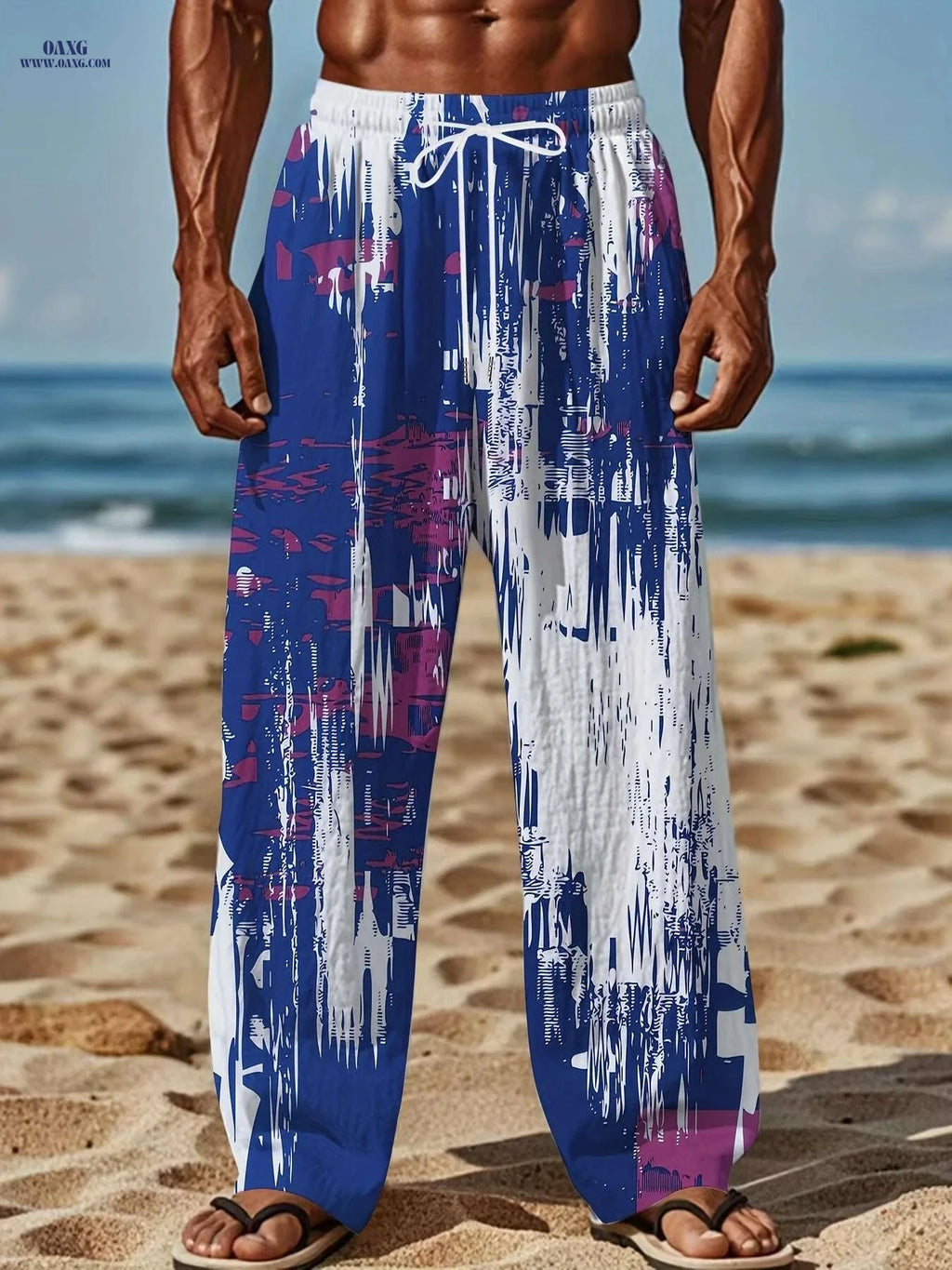 Retro Loose-Fit Pants - Men's Casual Drawstring for Summer Activities   OAXG Mixed Color / M