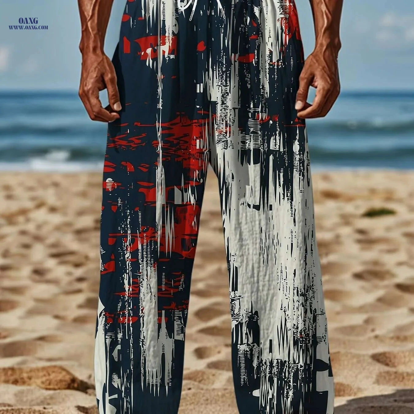 Retro Loose-Fit Pants - Men's Casual Drawstring for Summer Activities   OAXG Mixed Color / M
