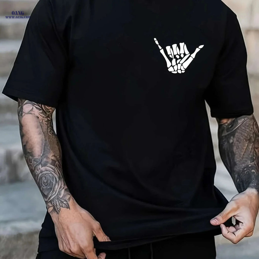 Rock And Roll Print T-Shirt for Men - Casual Crew Neck Tee   OAXG 