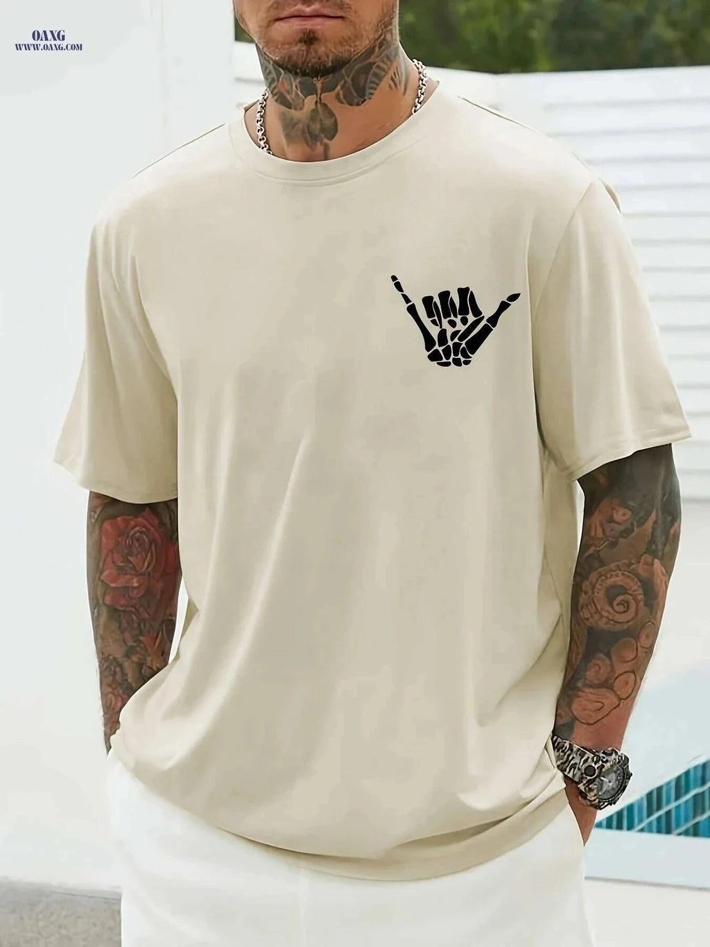 Rock And Roll Print T-Shirt for Men - Casual Crew Neck Tee   OAXG Black / S