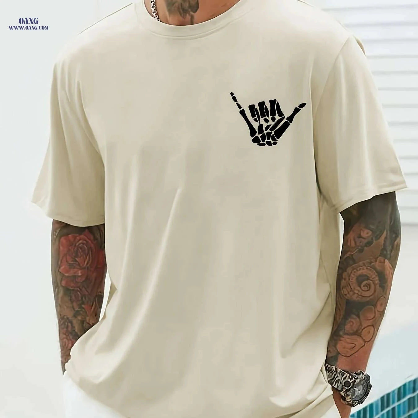 Rock And Roll Print T-Shirt for Men - Casual Crew Neck Tee   OAXG Black / S