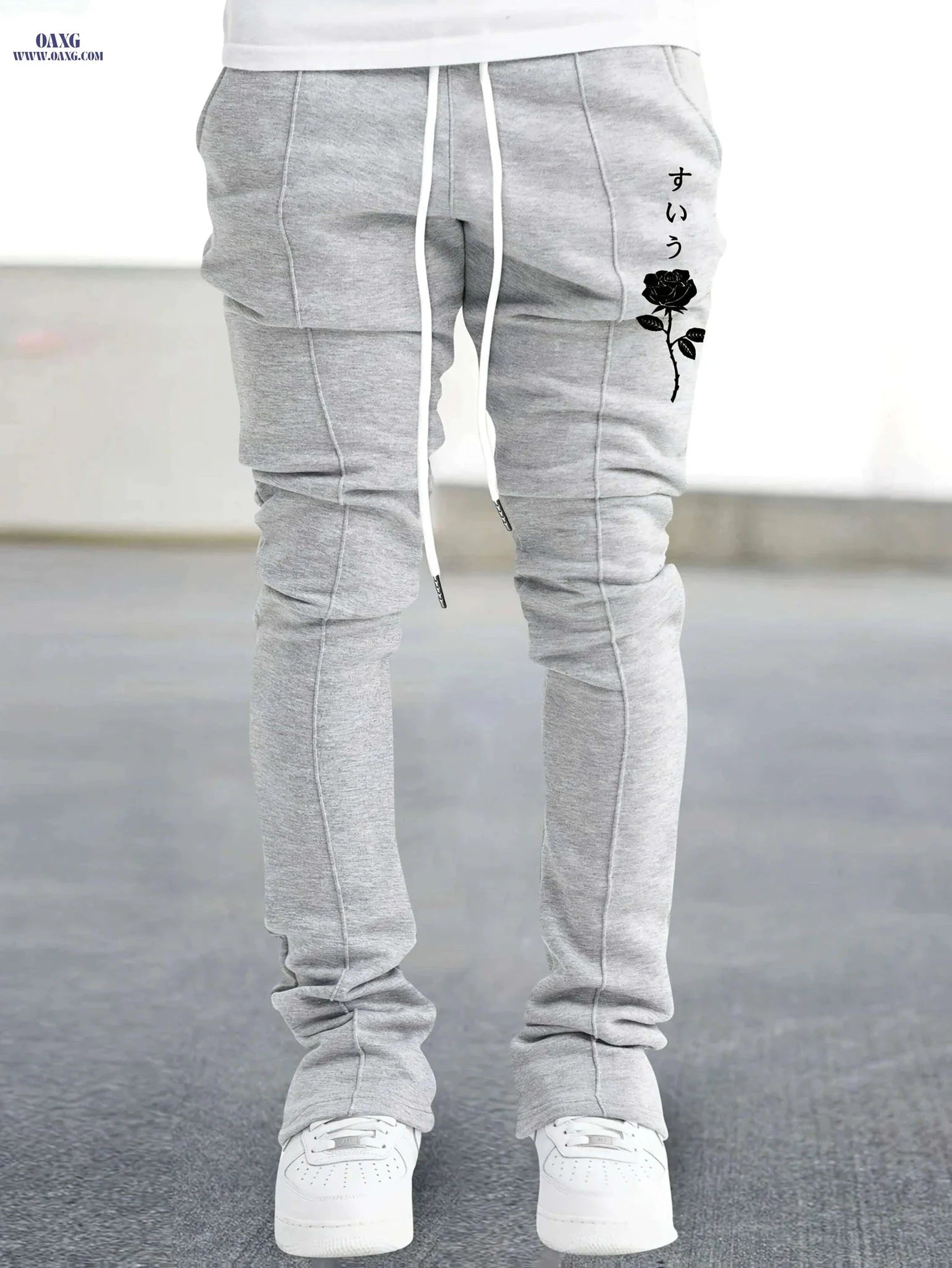 Rose Series Men's Casual Pants - Lightweight Floral Drawstring Style   OAXG 