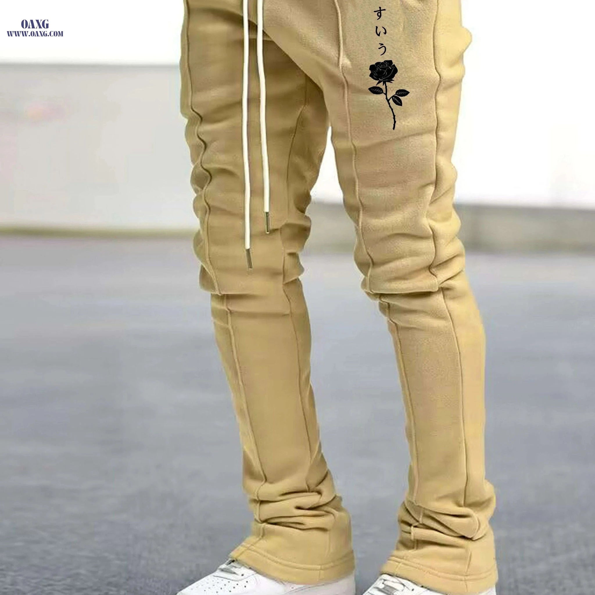 Rose Series Men's Casual Pants - Lightweight Floral Drawstring Style   OAXG 