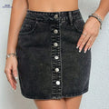 ROSNIDI Women's Classic Straight-Leg Denim Skirt - Dark Wash Casual   OAXG Dark Gray / XS