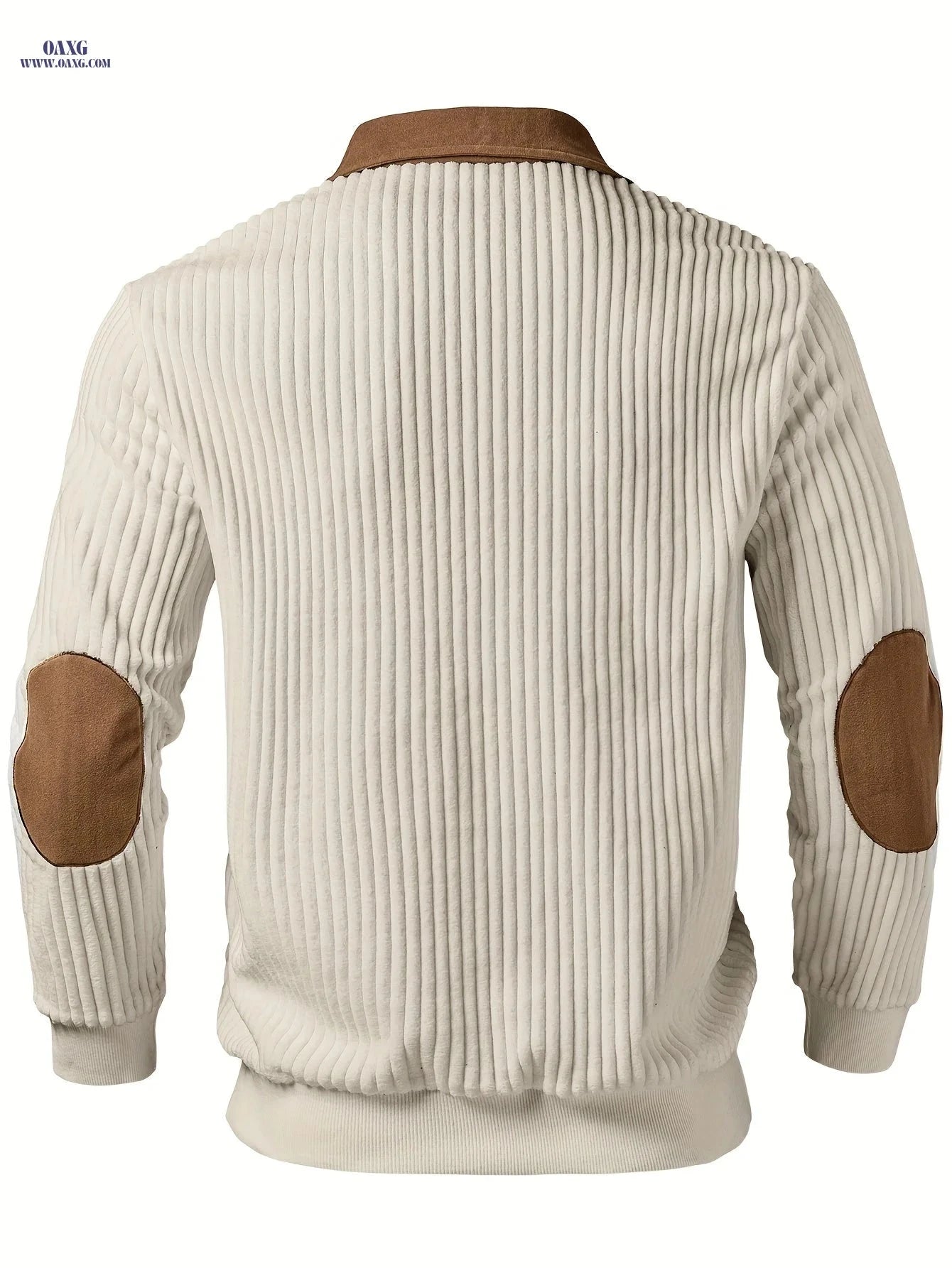 ROYALBOY Men's Color-Block Casual Pullover - Thick Warm Zipper Detail   OAXG White / FR S