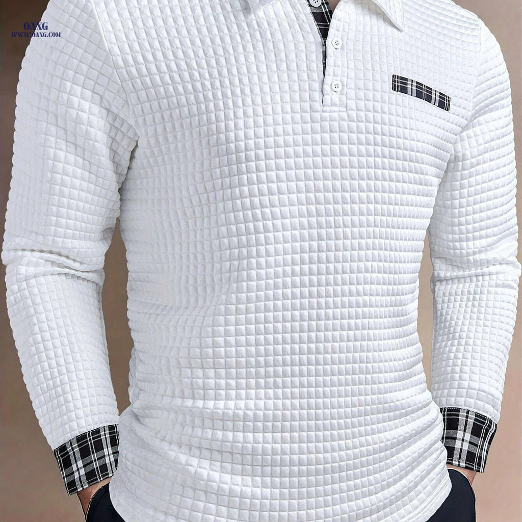 ROYALBOY Men's Long Sleeve Button-Up Shirt - Wrinkle-Resistant Casual Fit   OAXG White / S