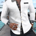 ROYALBOY Men's Plaid Waffle Knit Shirt - Long Sleeve Casual Fit   OAXG White / FR S