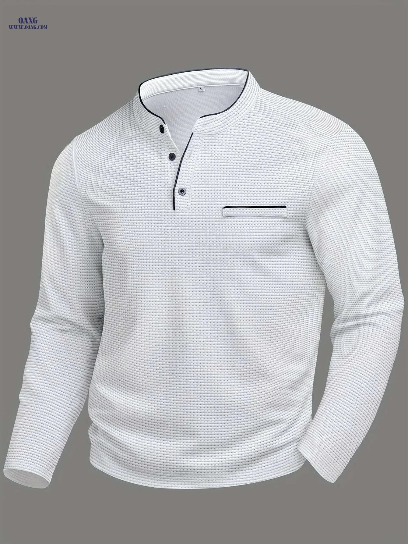 ROYALBOY Men's Slim-Fit Henley Shirt Jacket - Casual Fall Wear   OAXG White / S