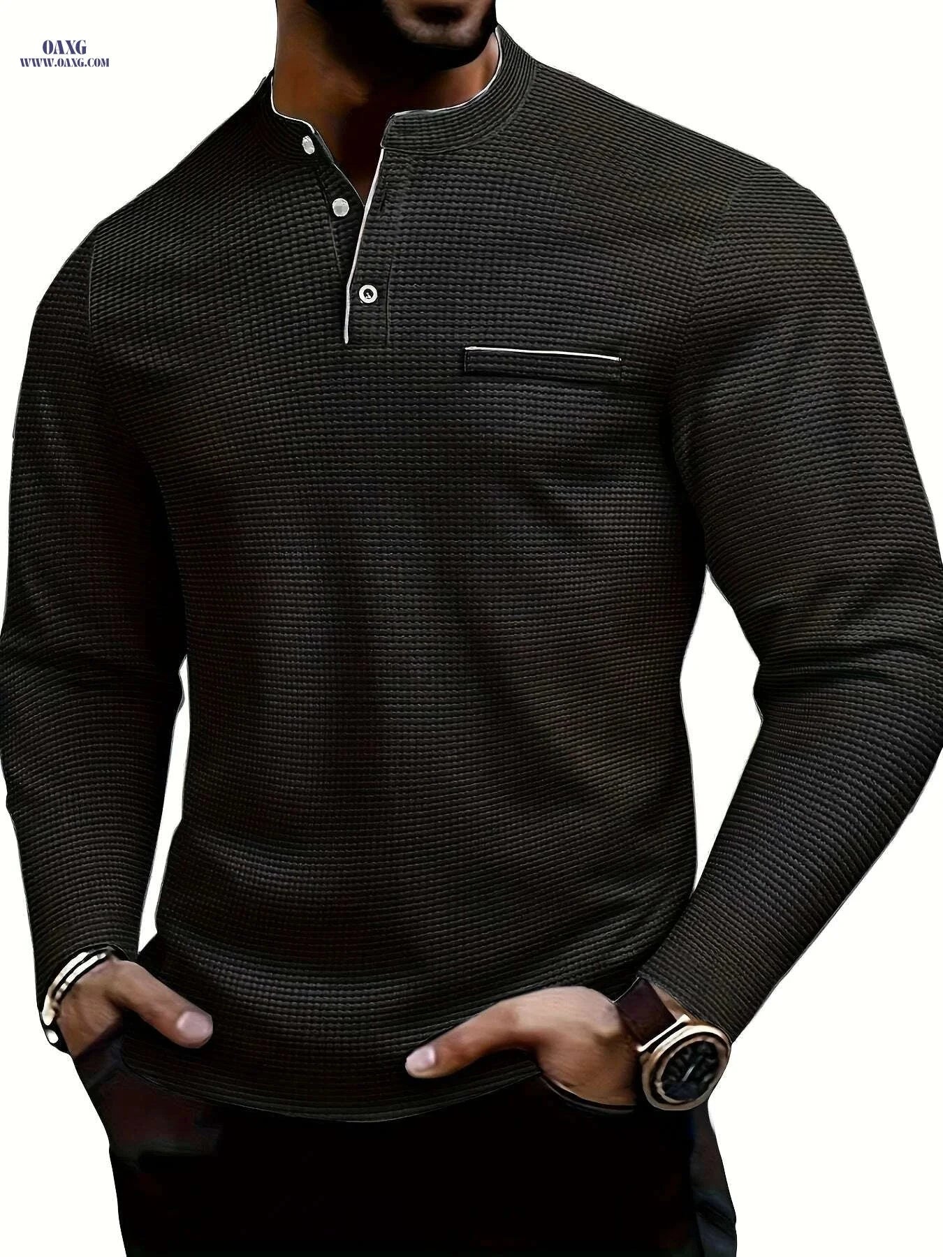 ROYALBOY Men's Slim-Fit Henley Shirt Jacket - Casual Fall Wear   OAXG White / S