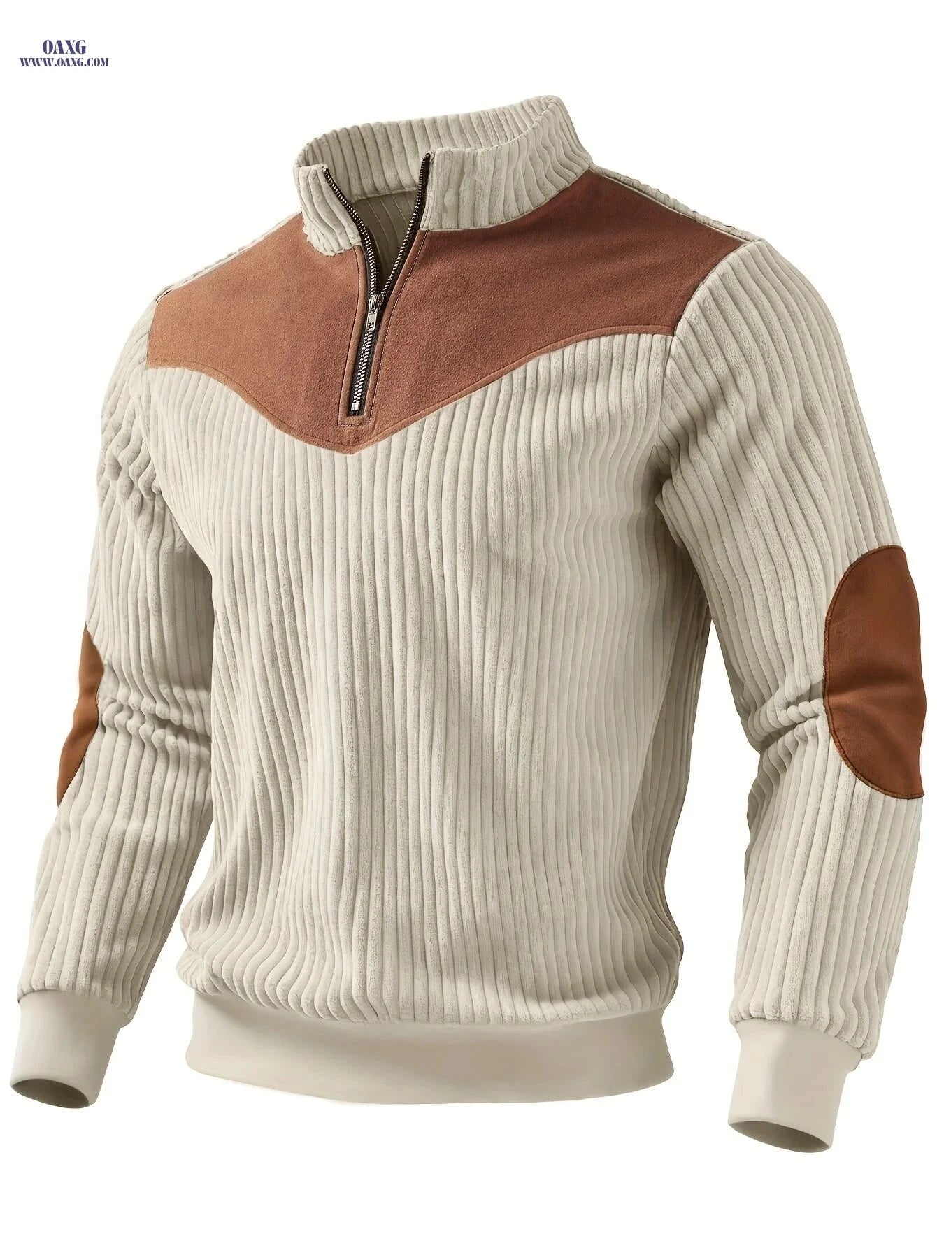 ROYALBOY Men's Stand Collar Pullover - Vintage Half-Zip Sweatshirt   OAXG 