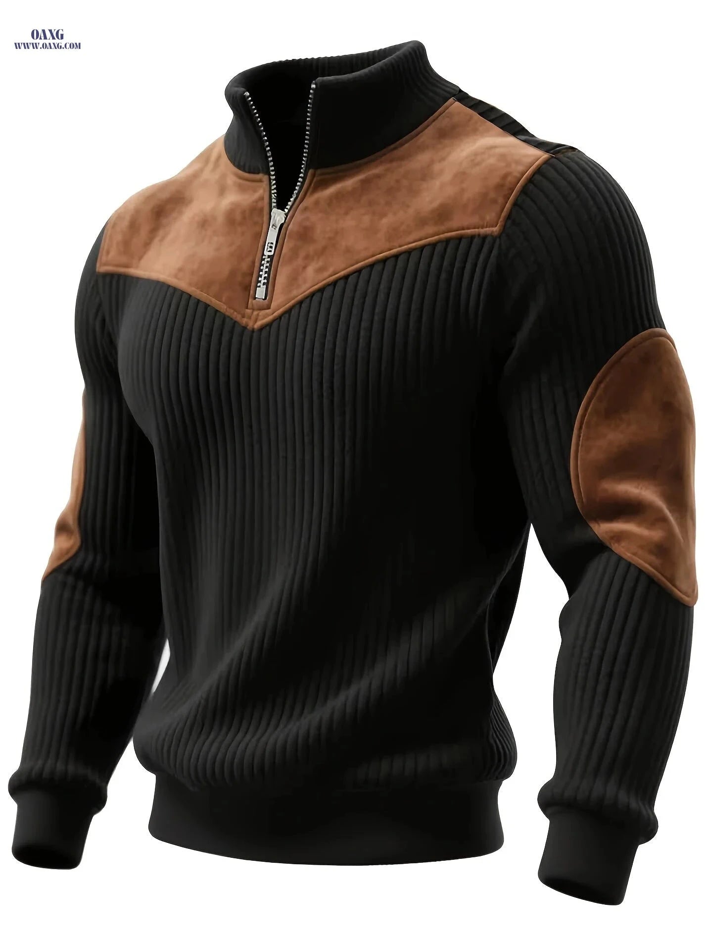ROYALBOY Men's Stand Collar Pullover - Vintage Half-Zip Sweatshirt   OAXG 