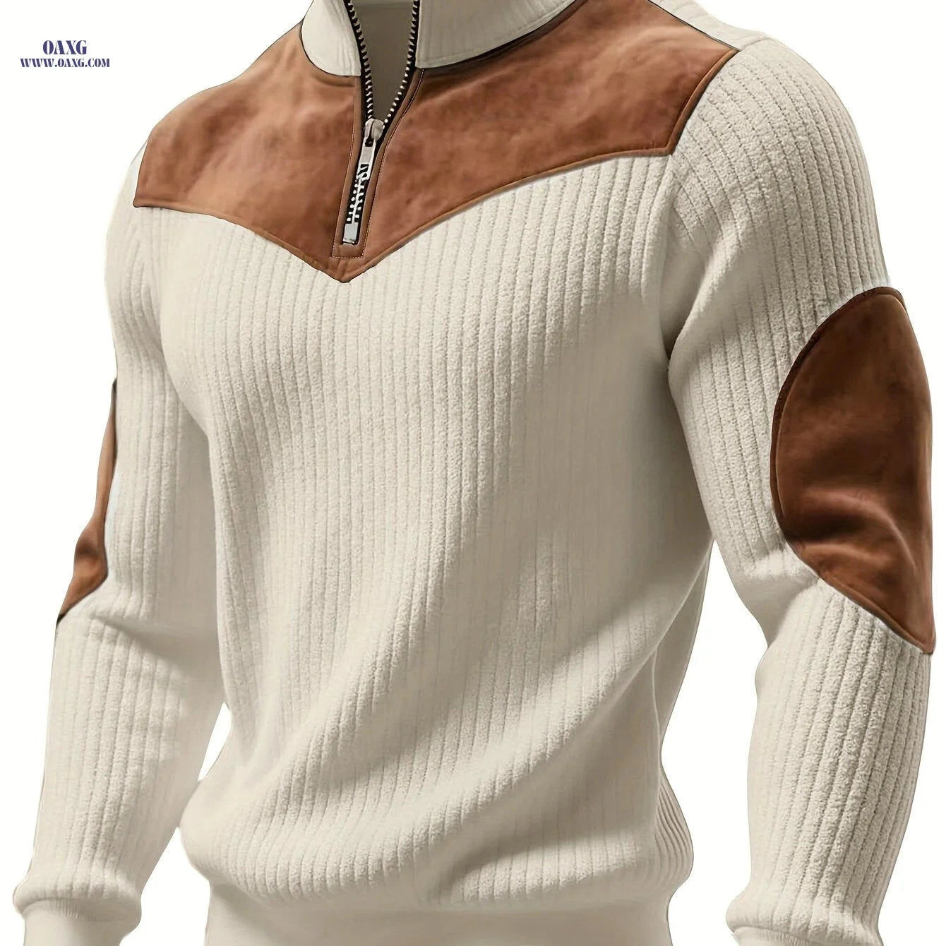 ROYALBOY Men's Stand Collar Pullover - Vintage Half-Zip Sweatshirt   OAXG 