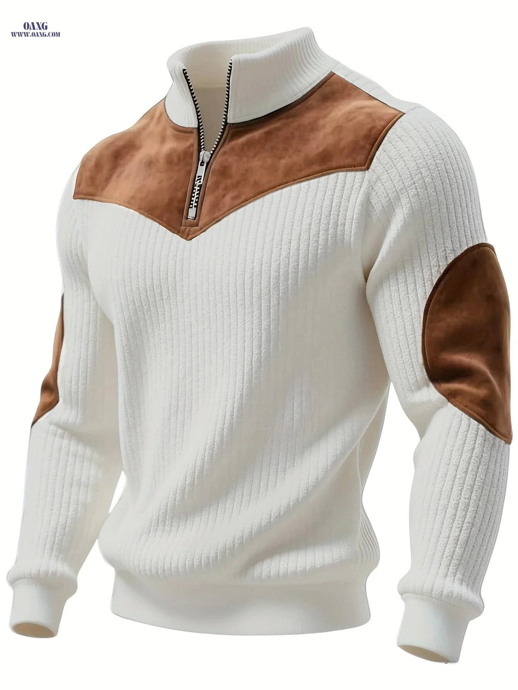 ROYALBOY Men's Stand Collar Pullover - Vintage Half-Zip Sweatshirt   OAXG 