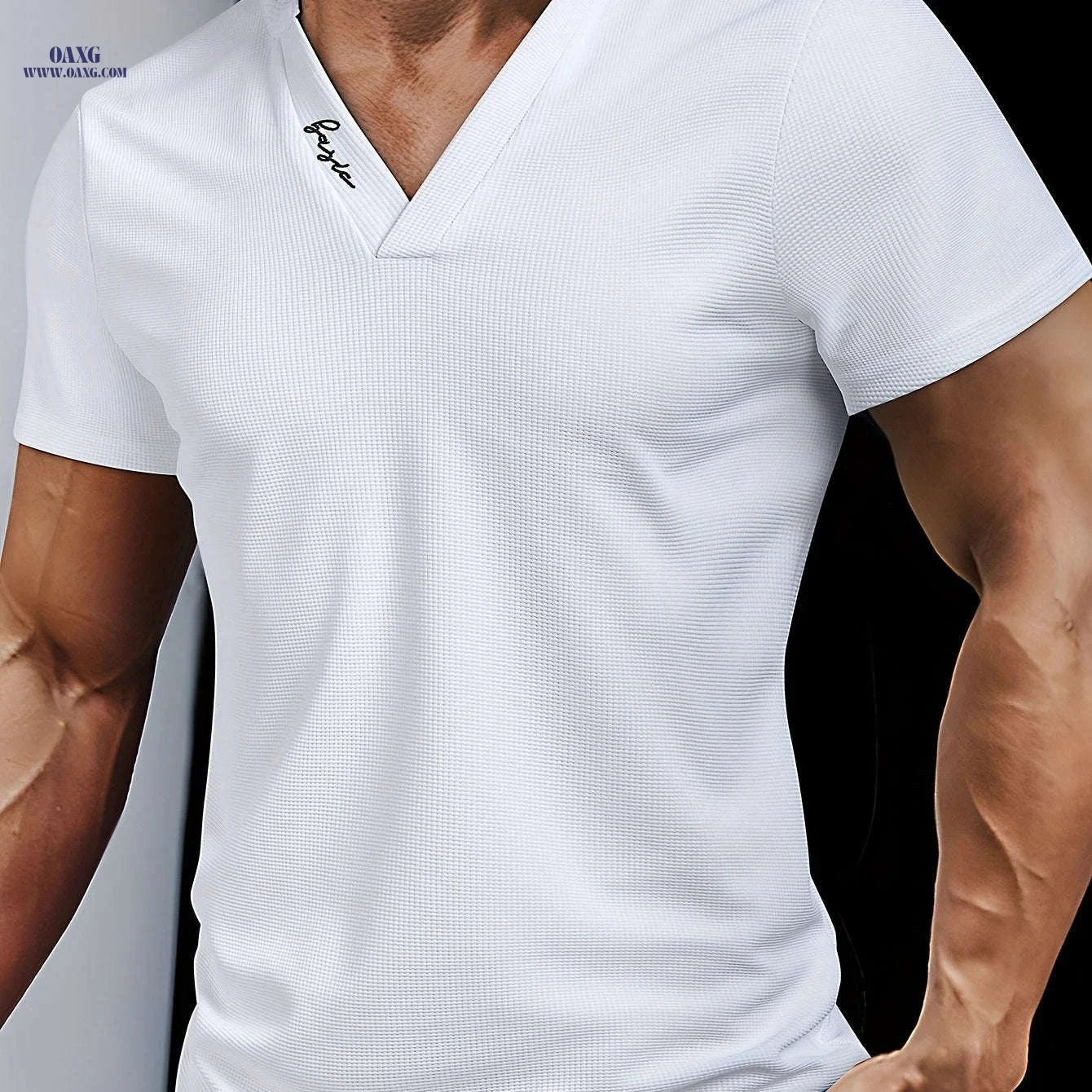 ROYALBOY Men's V-Neck Henley Shirt - Summer Casual Color Block Top   OAXG 