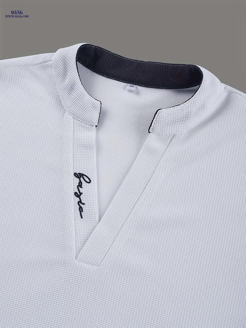 ROYALBOY Men's V-Neck Henley Shirt - Summer Casual Color Block Top   OAXG White / FR S