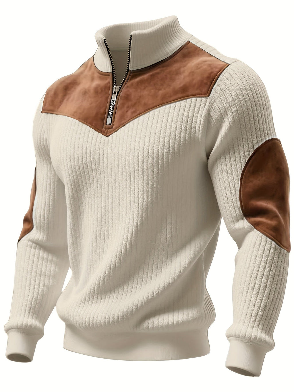 ROYALBOY Stand Collar Pullover - Men’s Vintage Half-Zip Sweatshirt   OAXG 