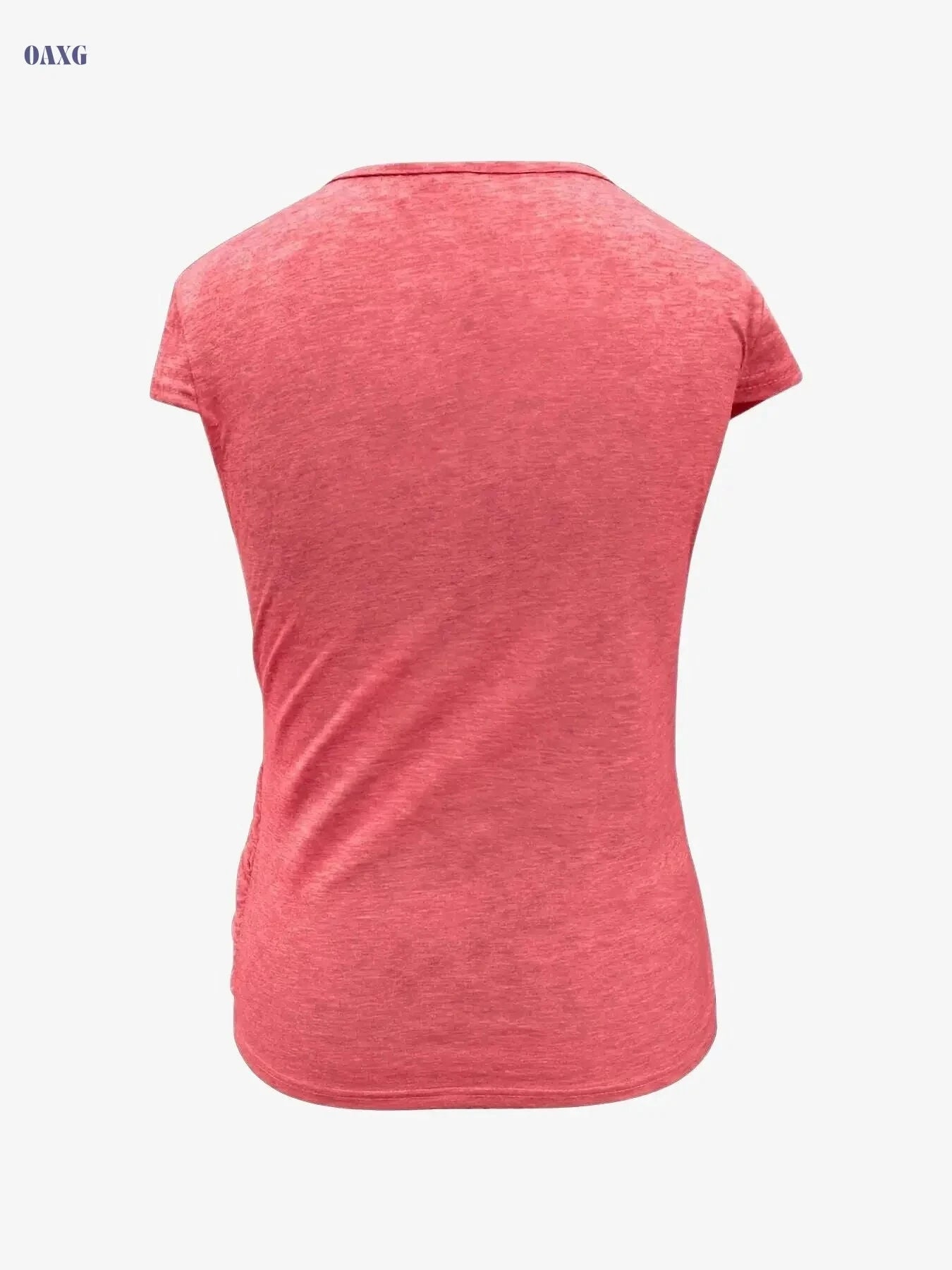 Ruched Button Decor Crew Neck T-Shirt - Casual Women's Top   OAXG 