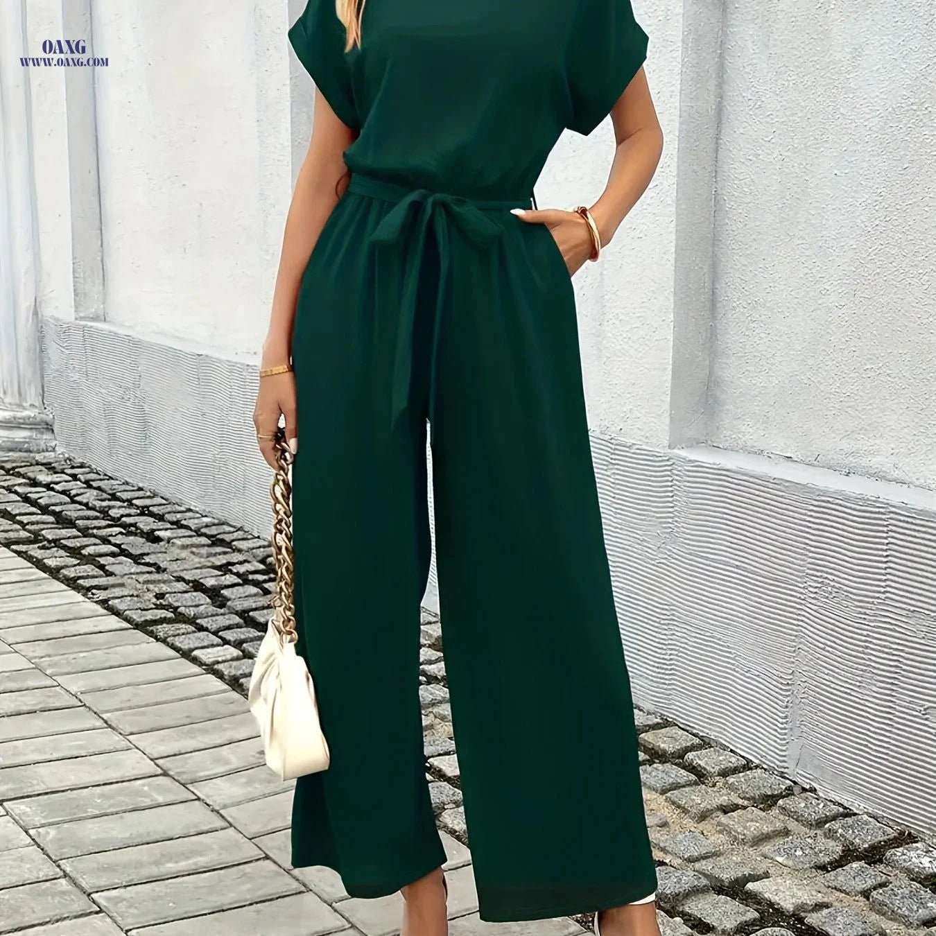 SCACTO Women's Casual Jumpsuit - Elegant All-Match with Crew Neck   OAXG Chocolate / S