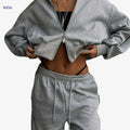 SCACTO Women's Two-Piece Set - Zipper Jacket & Drawstring Pants   OAXG 