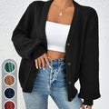 Self-designed Elegant Women's Solid Color Front-button Cardigan Sweater Coat for Spring and Autumn   OAXG 