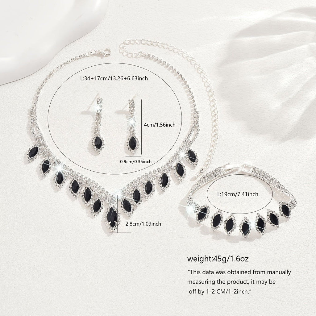 Set de Bijoux de Mariée Élégant - Collier, Boucles et Bracelet en Cuivre   OAXG Black- / 1463600