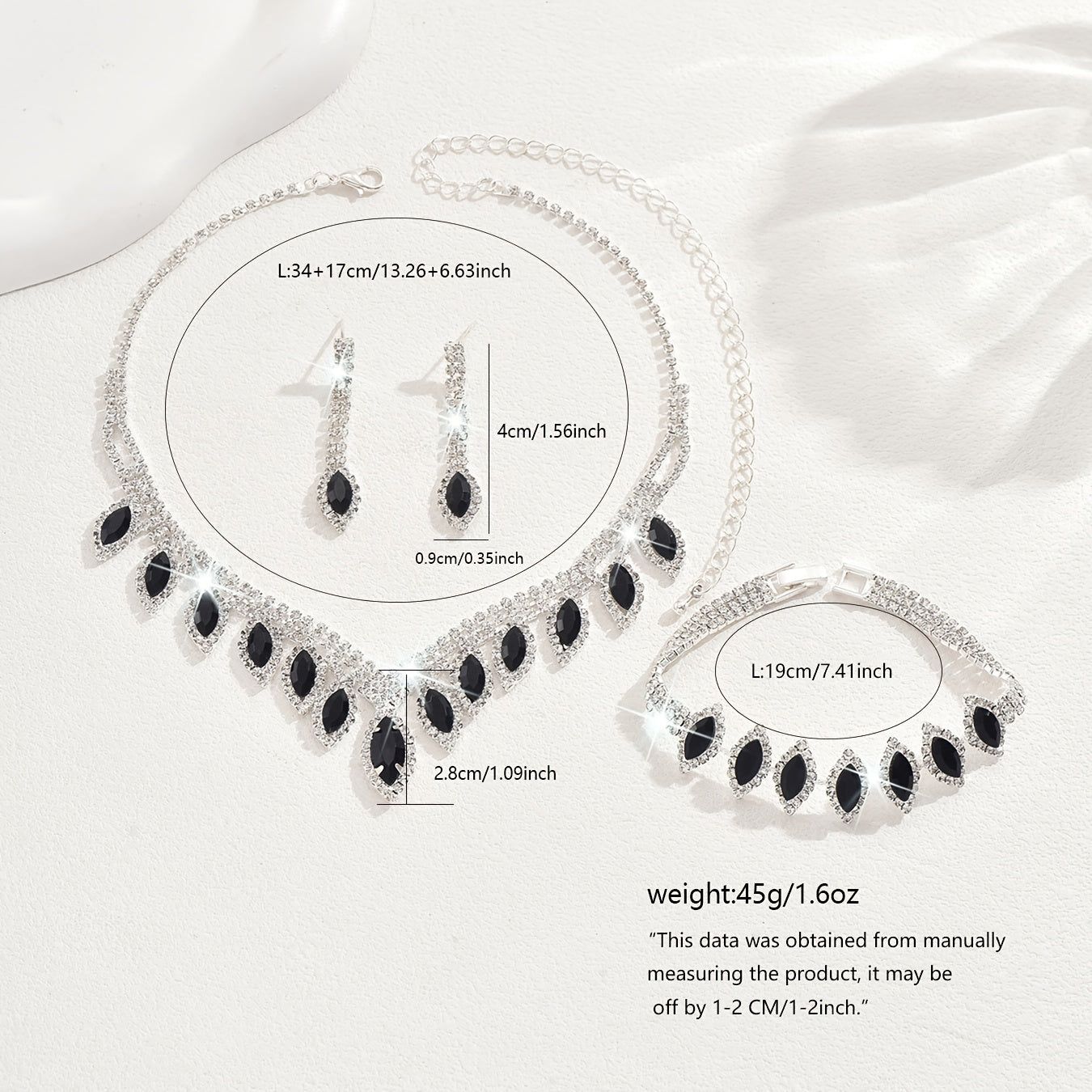 Set de Bijoux de Mariée Élégant - Collier, Boucles et Bracelet en Cuivre   OAXG Black- / 1463600