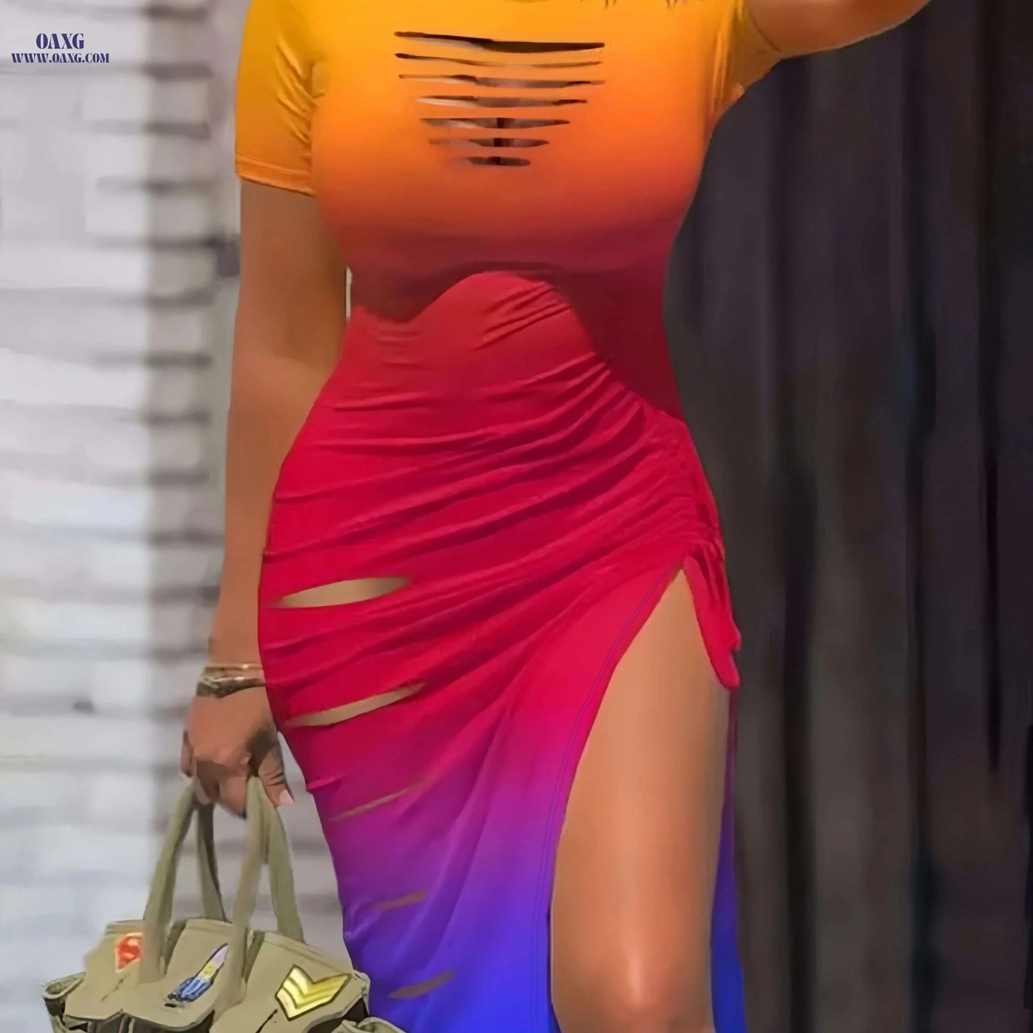 Sexy Bodycon Drawstring Dress - Short Sleeve Summer Style   OAXG 