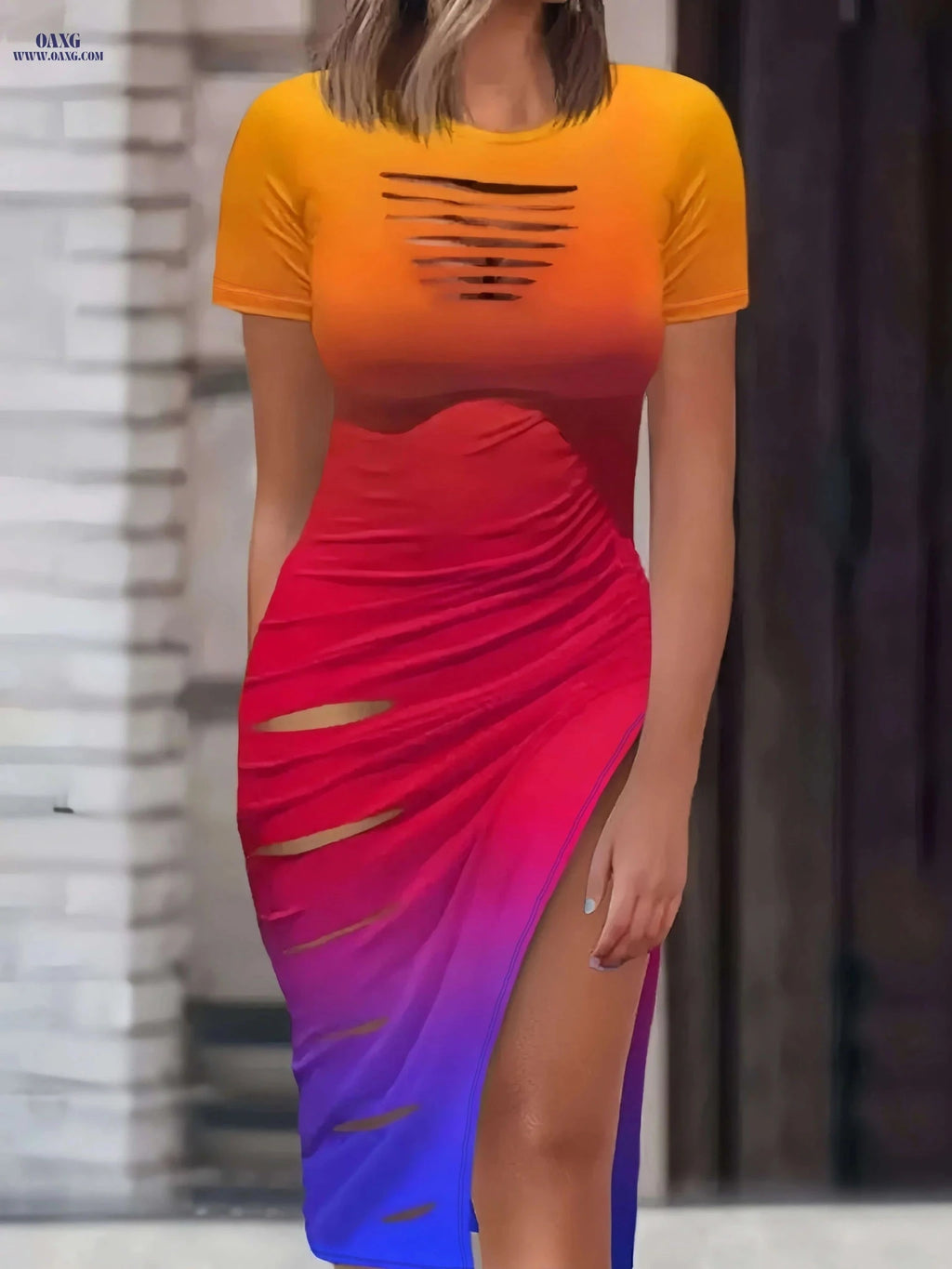 Sexy Bodycon Drawstring Dress - Short Sleeve Summer Style   OAXG Black / S