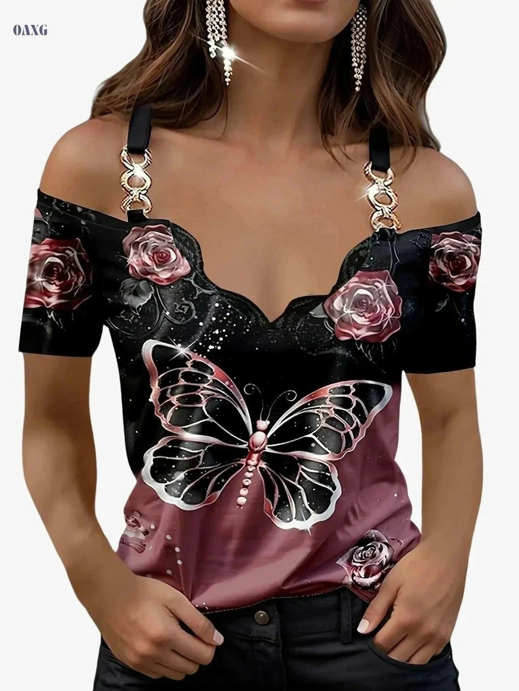 Sexy Butterfly Bra - V-Neck, Mid Elasticity, Summer Essential   OAXG Red / S