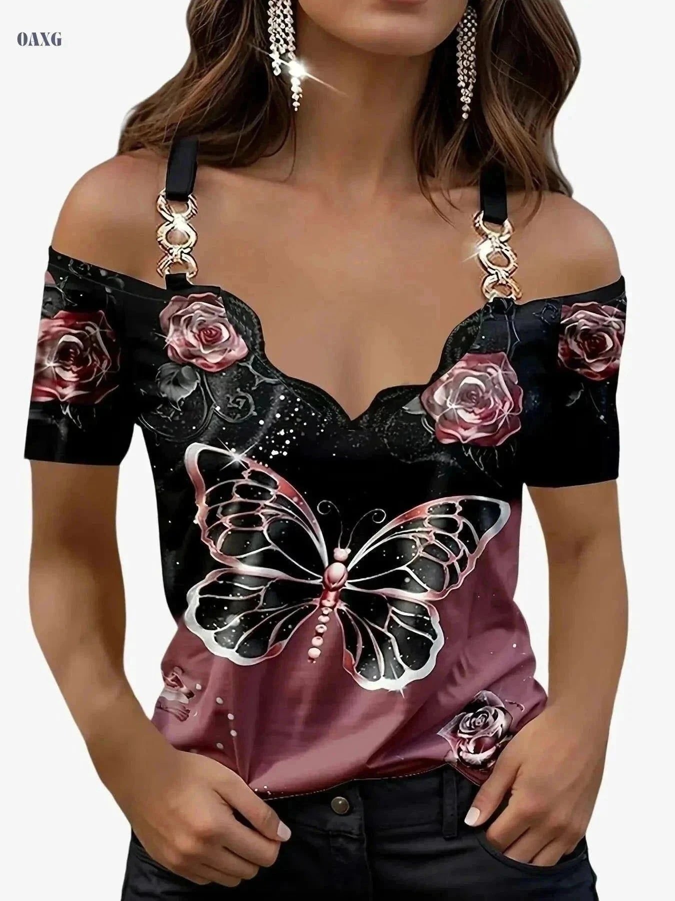 Sexy Butterfly Bra - V-Neck, Mid Elasticity, Summer Essential   OAXG Red / S