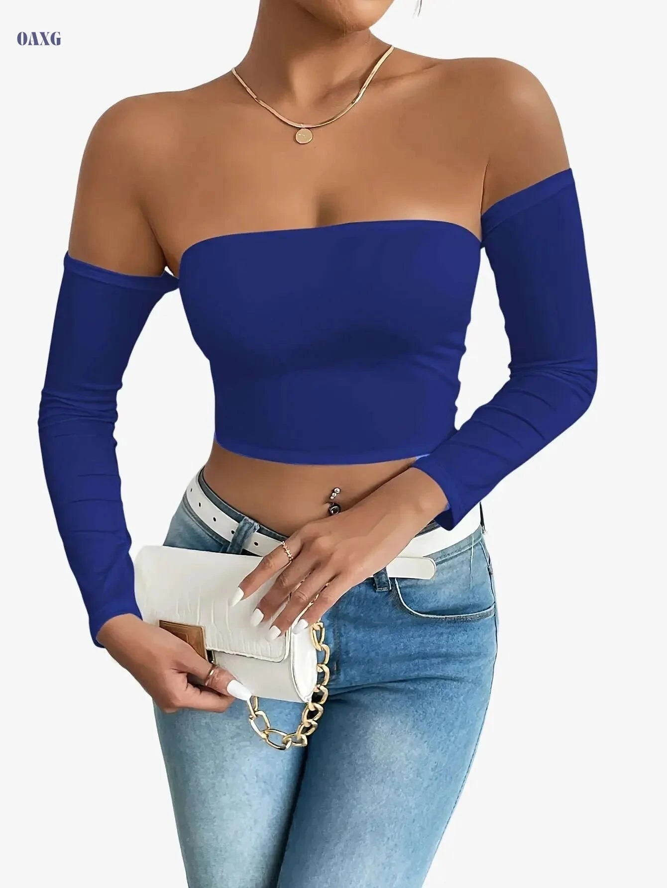 Sexy Corset Long-Sleeve Tank Top - High Stretch & Off-The-Shoulder   OAXG 