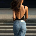 Sexy Form-Fitting Vacation Outfit - Open Back Design for Spring/Summer   OAXG Black / XS