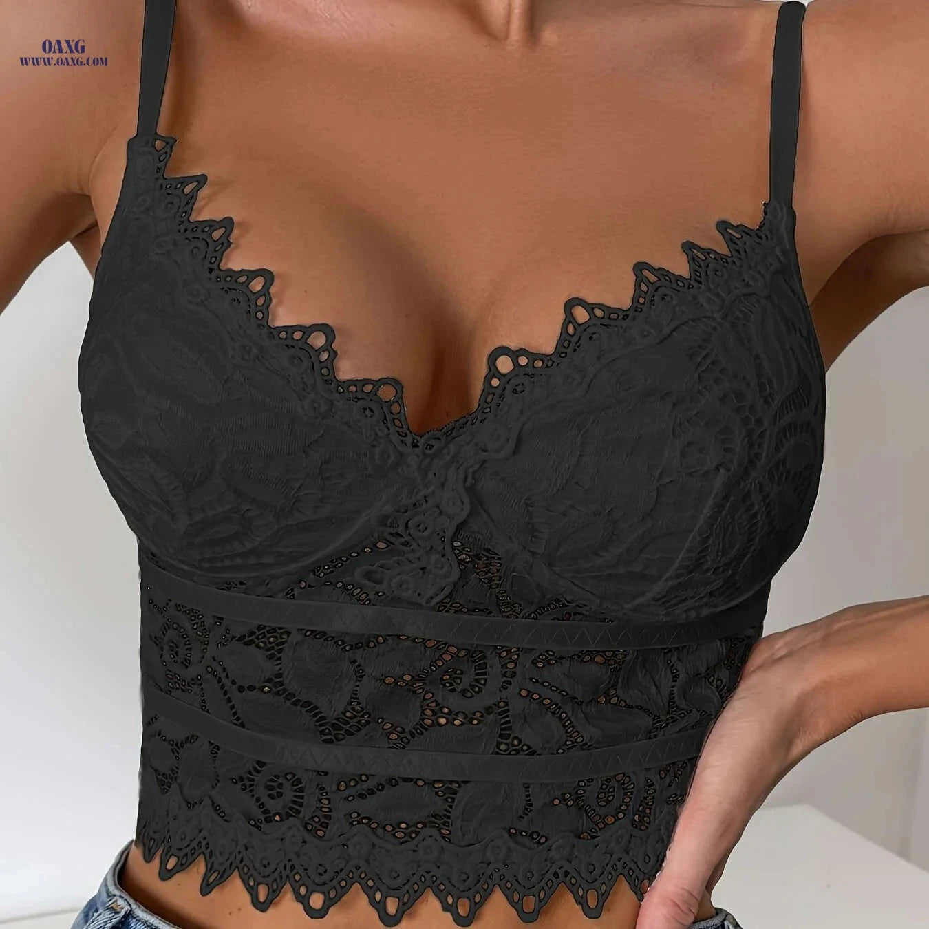 Sexy Lace Trim Camisole - Sheer V-Neck Women's Fashion Top   OAXG 