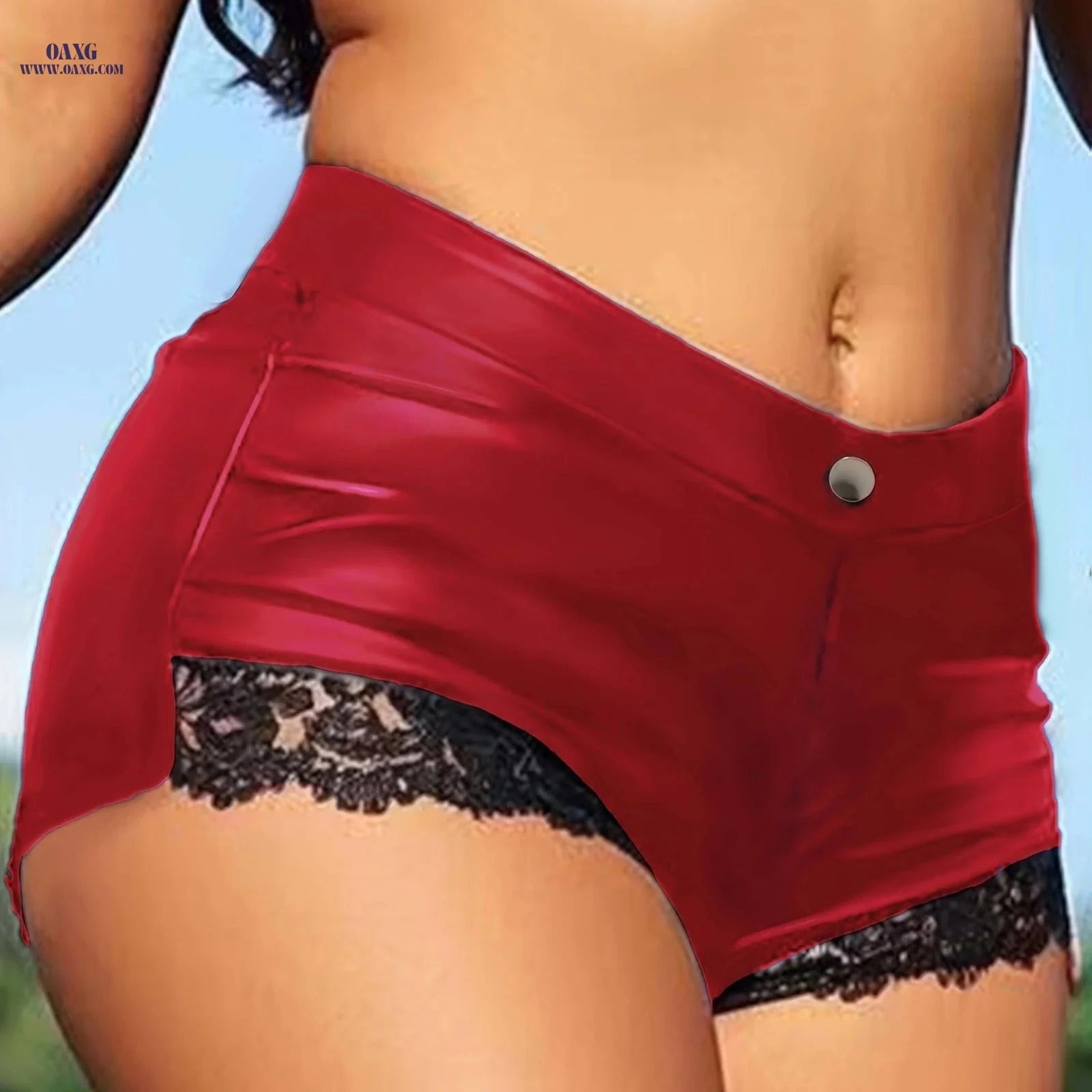 Sexy Solid Black Lace Trim Shorts - 2025 Spring/Summer Fashion   OAXG 
