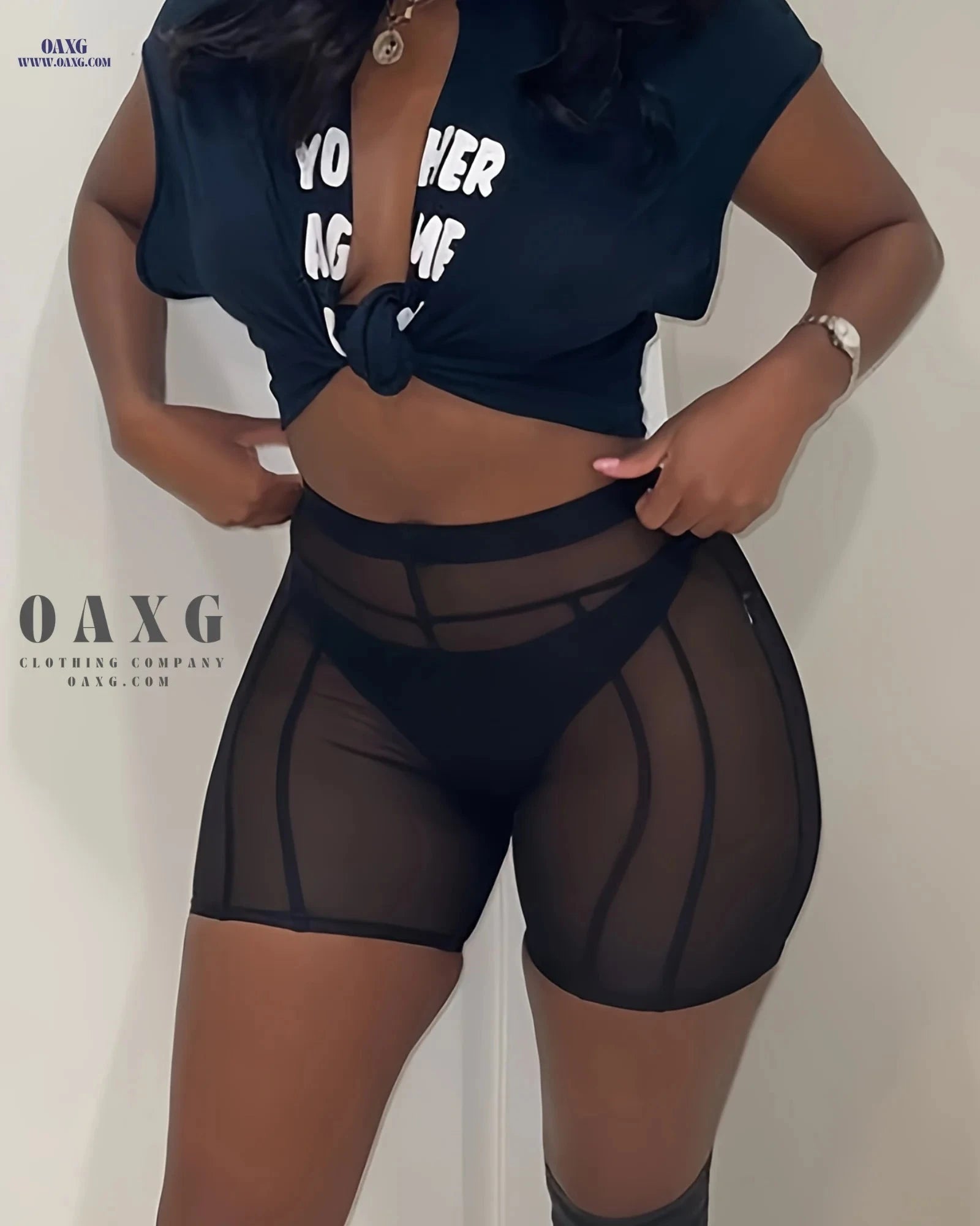 Sexy Solid Mesh Shorts - Women's High Waist, Stretchy & Sheer   OAXG 