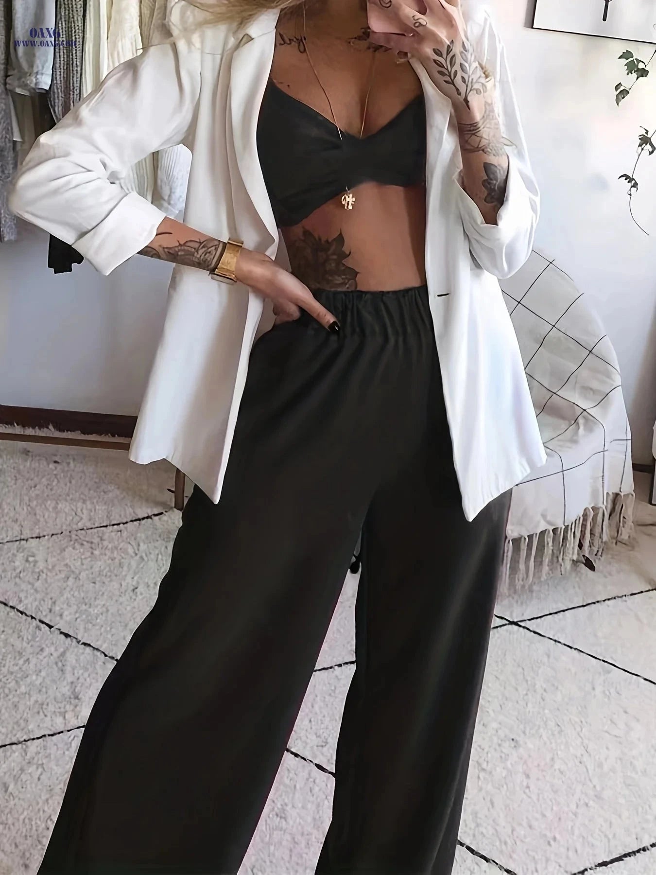 Sexy Strapless Wide-Leg Pants Set - Summer Women's Clothing   OAXG 