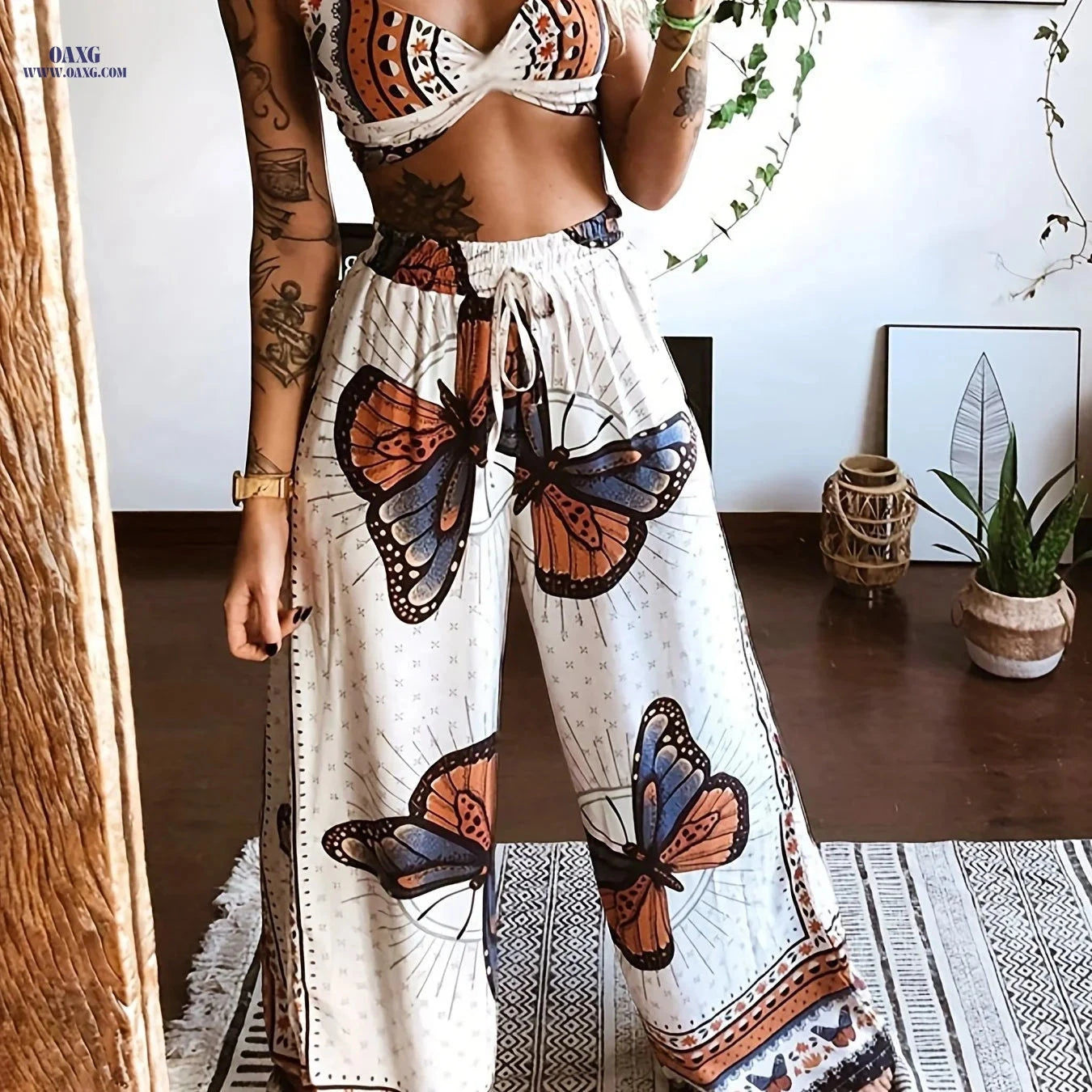 Sexy Strapless Wide-Leg Pants Set - Summer Women's Clothing   OAXG Black / S