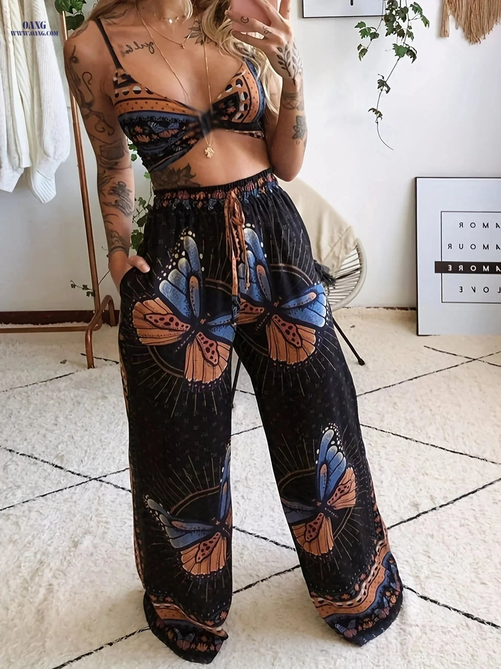 Sexy Strapless Wide-Leg Pants Set - Summer Women's Clothing   OAXG Black / S