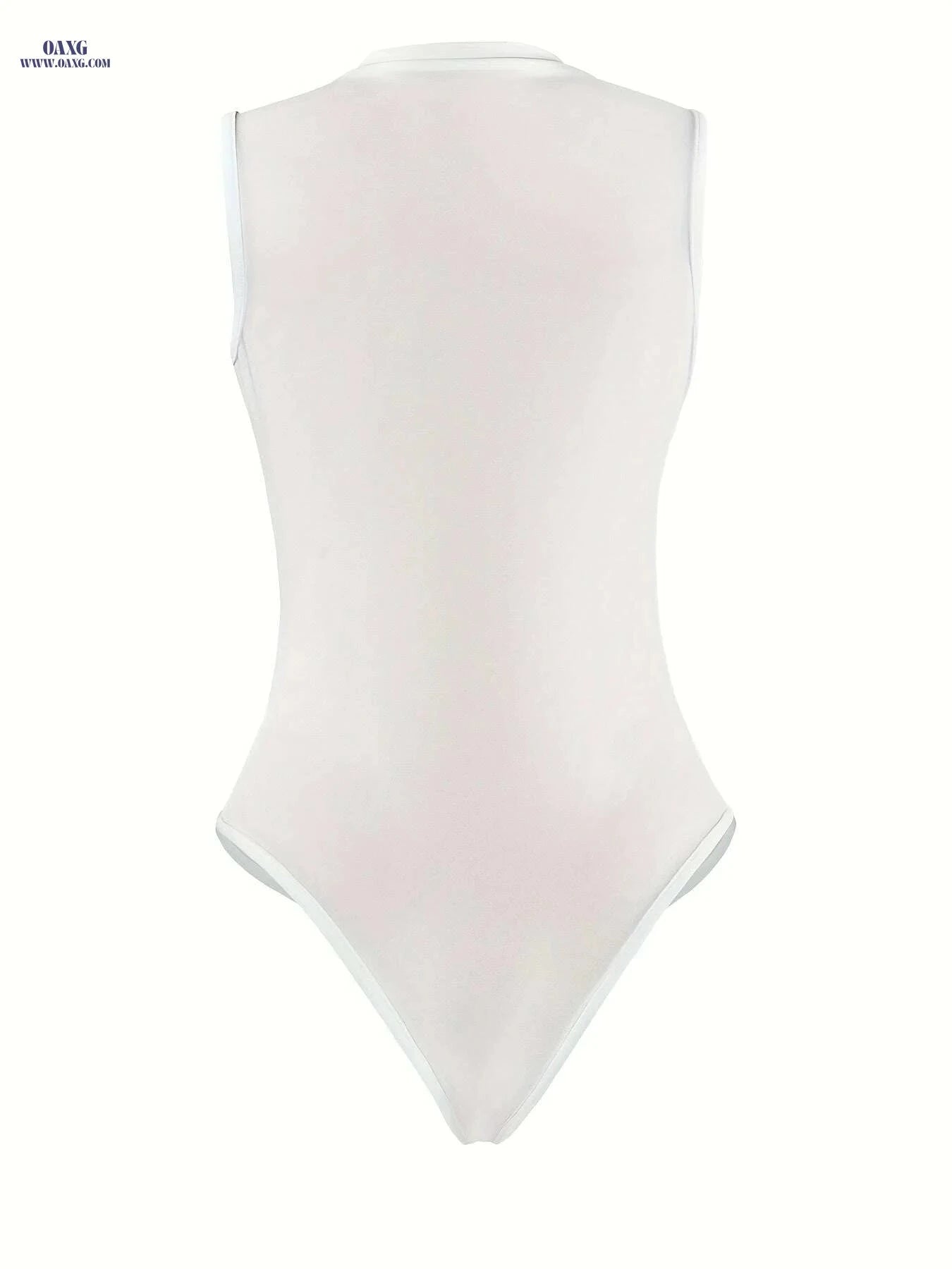 Sexy V Neck Bodycon Bodysuit for Women - Sleeveless Zipper Style   OAXG 