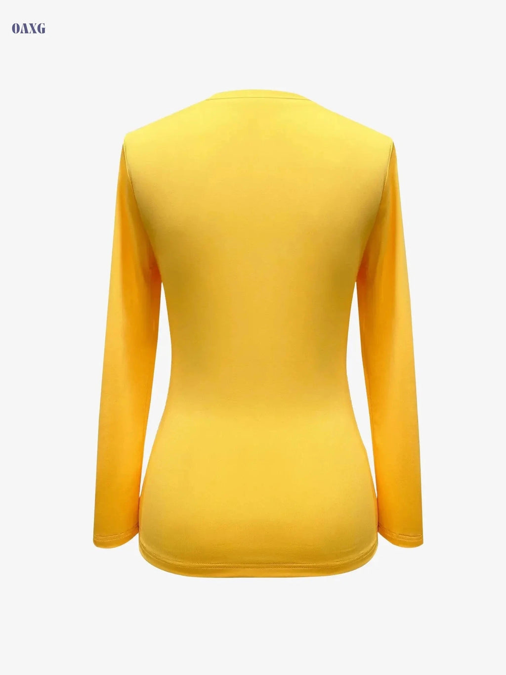 Sexy Yellow Long Sleeve T-Shirt for Women - Cut-Out Details, Casual Style   OAXG 